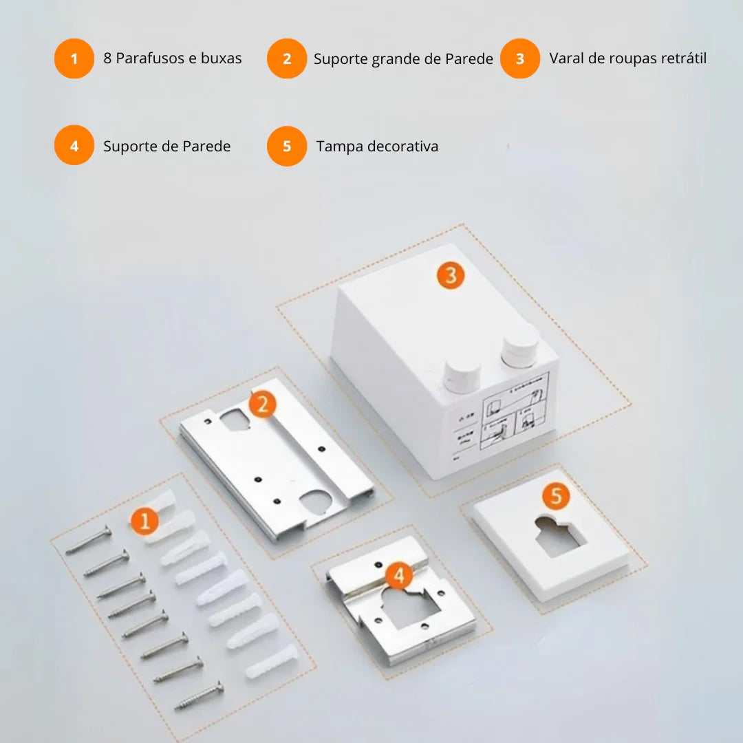Varal Invisível Retrátil de Aço inox - Tazzi🔥 QUEIMA DE ESTOQUE VERÃO