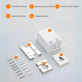 Varal Invisível Retrátil de Aço inox - Tazzi🔥 QUEIMA DE ESTOQUE VERÃO